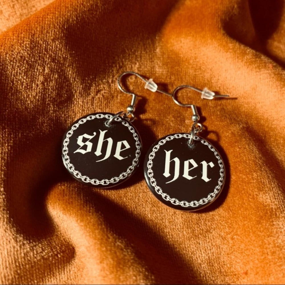 She Her Pronoun Earrings